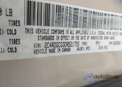 2013 Dodge Grand Caravan Sxt from USA, damaged, VIN 2C4RDGCG3DR521755